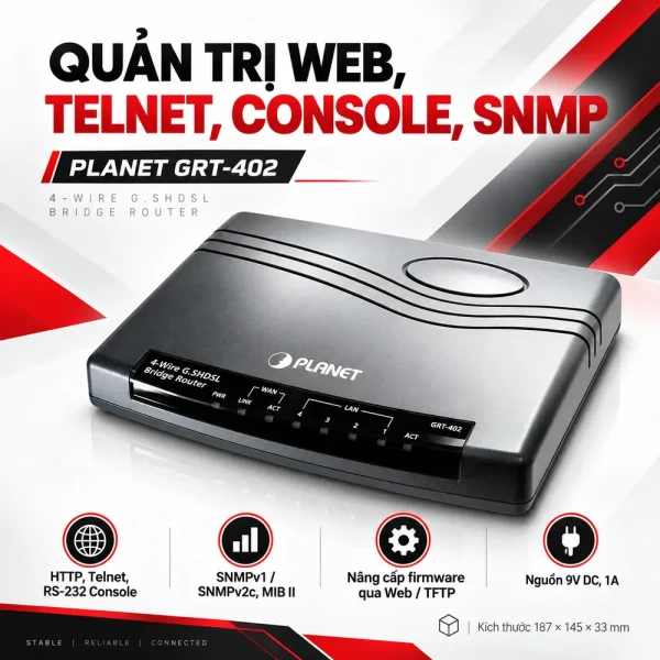 PLANET GRT-402 – Router G.SHDSL 4 dây cho kết nối doanh nghiệp