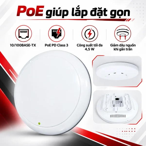 PLANET WNAP-C3220A 300Mbps PoE WiFi gắn trần