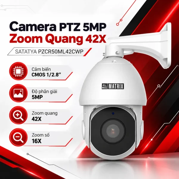 PTZ Dome IR Matrix 5MP SATATYA PZCR50ML42CWP