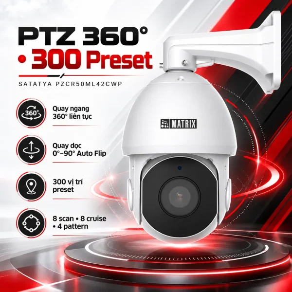 PTZ Dome IR Matrix 5MP SATATYA PZCR50ML42CWP