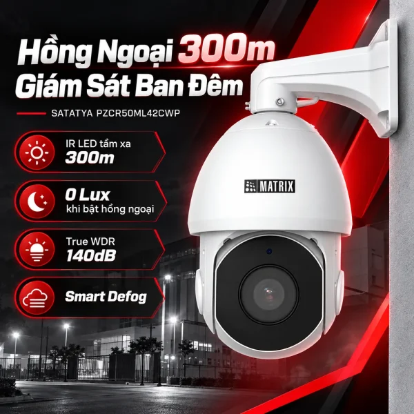PTZ Dome IR Matrix 5MP SATATYA PZCR50ML42CWP