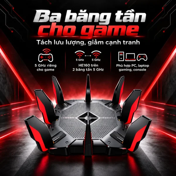 Router Gaming Wi-Fi 6 Ba Băng Tần TP-Link Archer AX11000