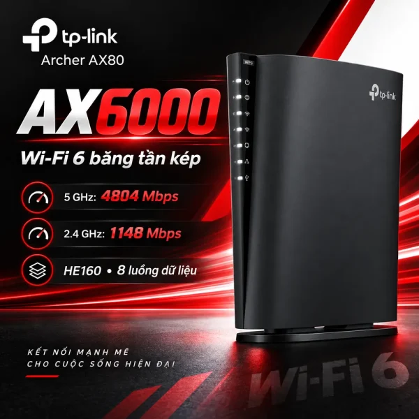 Router Wi-Fi 6 AX6000 với 8 Luồng và 2 Cổng 2.5G – Archer AX80