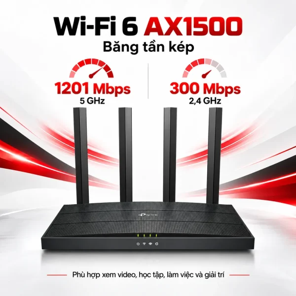 Router Wi-Fi 6 băng tần kép Gigabit TP-Link Archer AX12