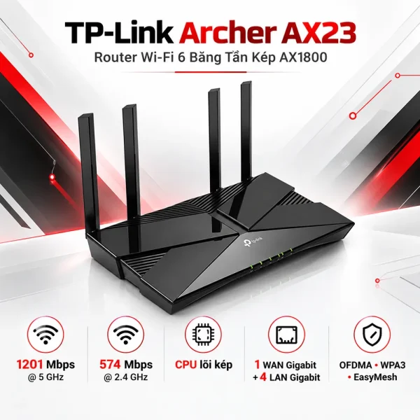 Router Wi-Fi 6 Băng Tần Kép TP-Link AX1800 Archer AX23