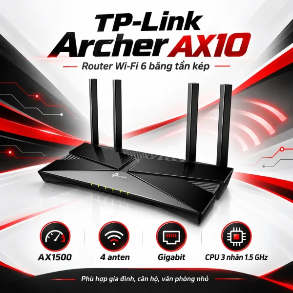Router Wi-Fi 6 Gigabit AX1500 TP-Link Archer AX10