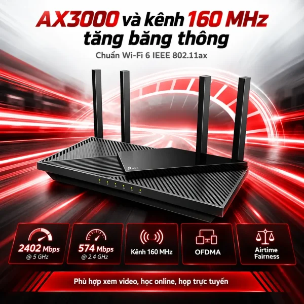 Router Wi-Fi 6 Gigabit Băng Tần Kép AX5400 Archer AX72