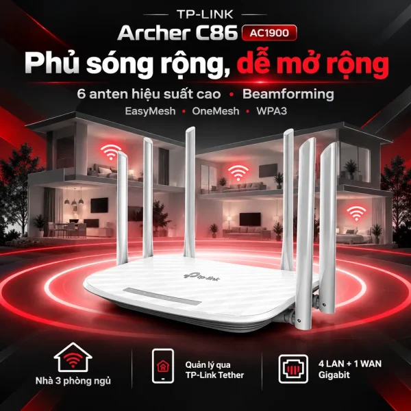 Router Wi-Fi MU-MIMO AC1900 ArCher C86