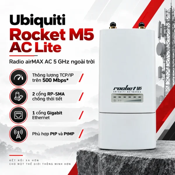 Thiết bị thu phát sóng wifi Ubiquiti Rocket M5 AC Lite