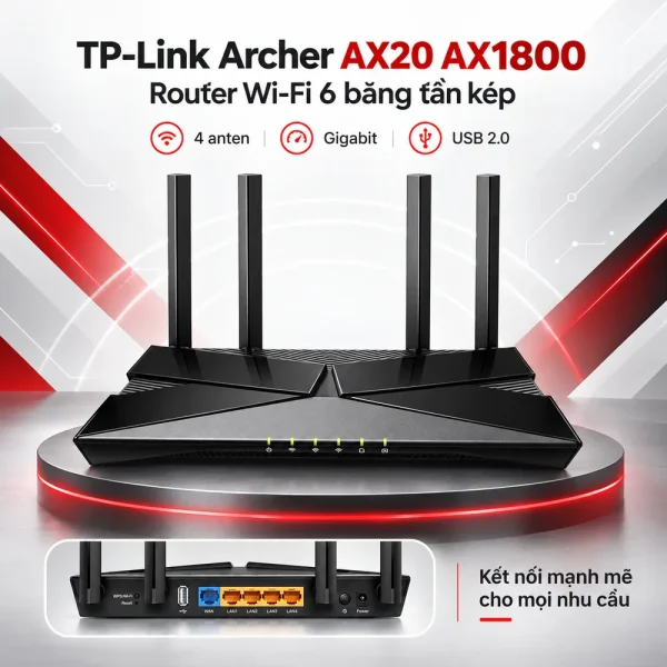 TP-Link Archer AX20 AX1800 – Router Wi-Fi 6 băng tần kép