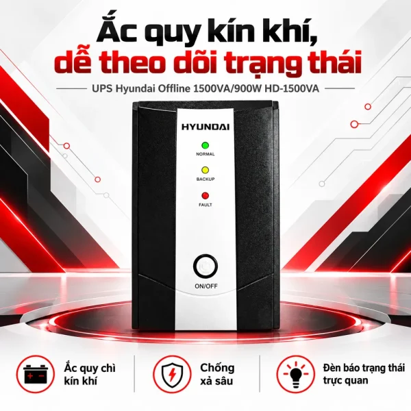 UPS Hyundai Offline 1500VA/900W HD-1500VA