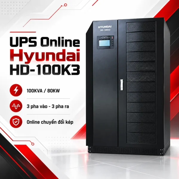UPS Online Hyundai HD-100K3 100KVA/80KW cho hệ thống công nghiệp
