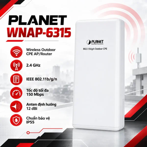 Wireless PLANET WNAP-6315 2.4GHz 150Mbps Outdoor AP/Router