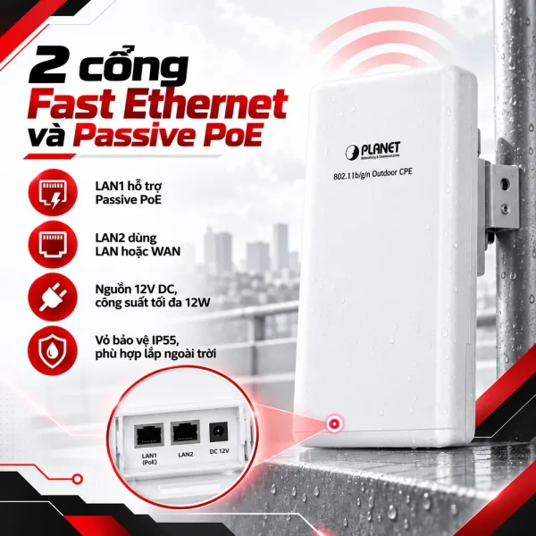 Wireless PLANET WNAP-6315 2.4GHz 150Mbps Outdoor AP/Router