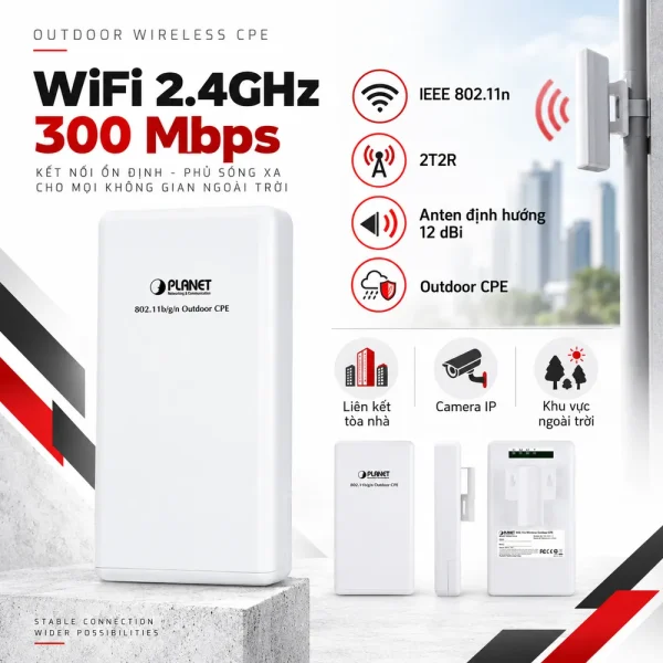 Wireless PLANET WNAP-6325 2.4GHz 300Mbps Outdoor CPE