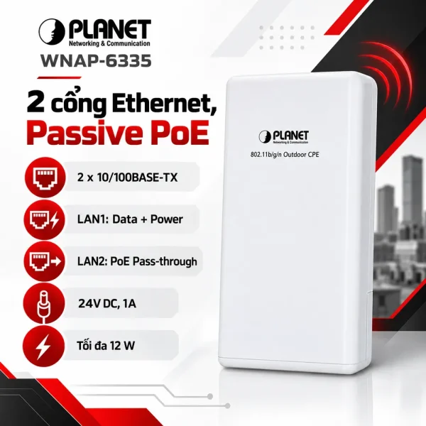 Wireless PLANET WNAP-6335 2.4GHz 300Mbps Outdoor AP/Router