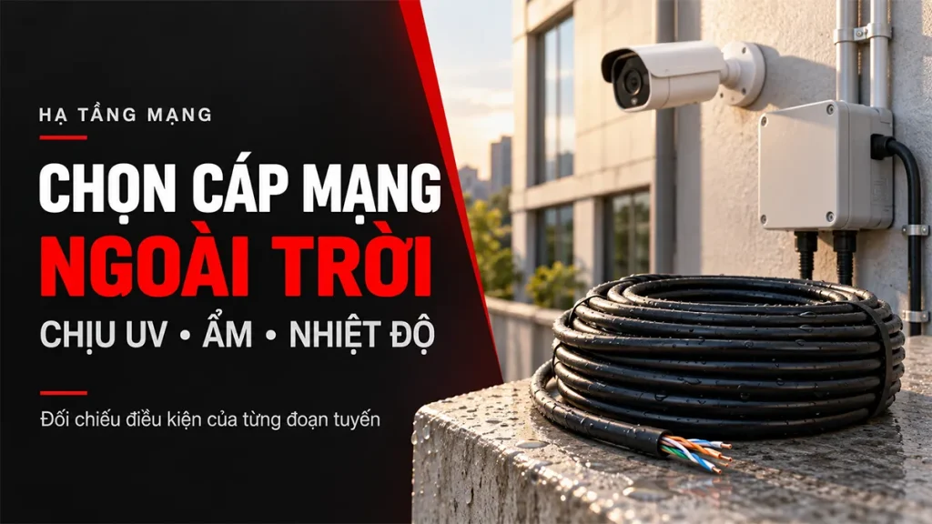 Chọn cáp mạng ngoài trời: chịu UV, ẩm và nhiệt độ